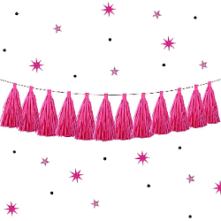 Гирлянда тассел 12 кисточек по 10 листов, амарантовый