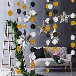 Гирлянда "Кружочки" блеск/металлик 5 см х 4,5 м, Серебро+Золото+Черный