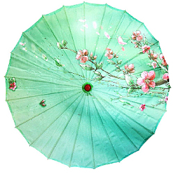 Китайский тканевый зонтик цветочный с кисточкой 82х54см, №7