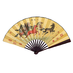 Веер для танцев 33х60см с рисунком, №9